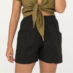 Elizabeth Suzann Clyde Linen Black Shorts, Size 4